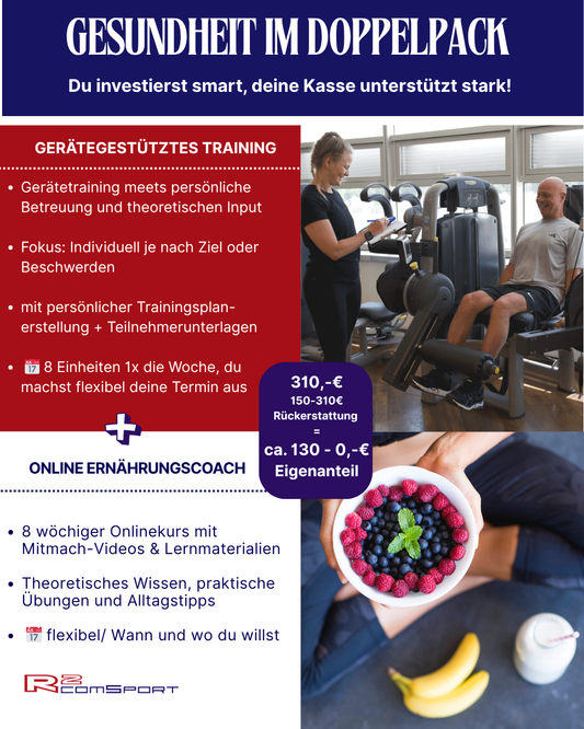 Gesundheit im Doppelpack meinGerätekrafttraining §20 Kurs + online Ernährungskurs